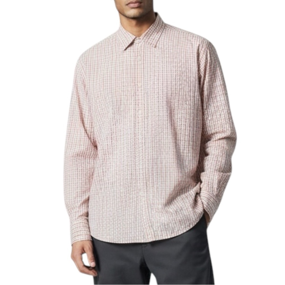 MICHAEL MICHAEL KORS Checkered Button Down Shirt in Orange/Tan/White Size 15.5